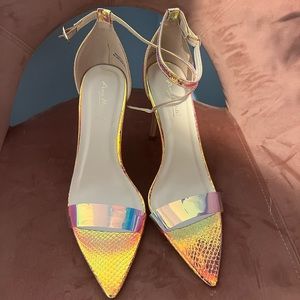 Pink iridescent heels, size 11